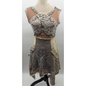 IPNG Fairy Boho Crochet‎ Me Gypsy Mini Dress Pocket Floral Lace Size Small/Med